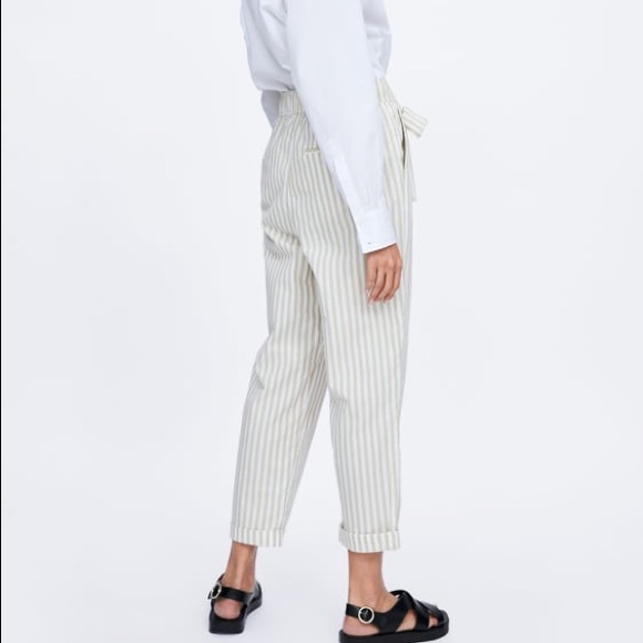 Zara Striped Trousers with Tie Belt - Picture 5 of 6